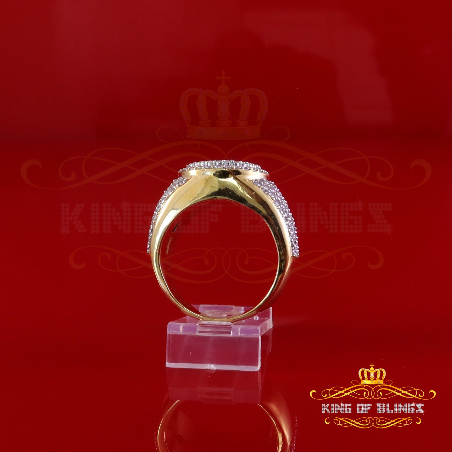 King of Bling's Yellow Silver 4.50ct VVS 'D' Moissanite Baguette Round Rings Men's Size 10 King of Blings