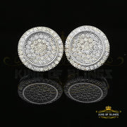 King of Blings- Aretes Para Hombre 925 White Silver 1.07ct Cubic Zirconia Round Women's Earrings KING OF BLINGS