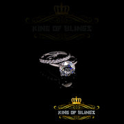King of Bling's White 5.00ct Moissanite Sterling Silver Men/Women Bridal Ring Round Shape Size 8 KING OF BLINGS
