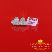 King of Blings- 925 Sterling White Silver 0.84ct Cubic Zirconia Women's & Men's Heart Earrings KING OF BLINGS