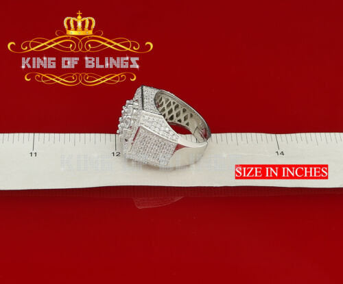 925 White Square Sterling Silver Cubic Zirconia 8.50ct Men's Ring Size 9 KING OF BLINGS