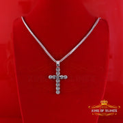King Of Bling's 2.0ct VVS D Moissanite White Sterling Silver Charm Cross Pendant Men's & Women's KING OF BLINGS