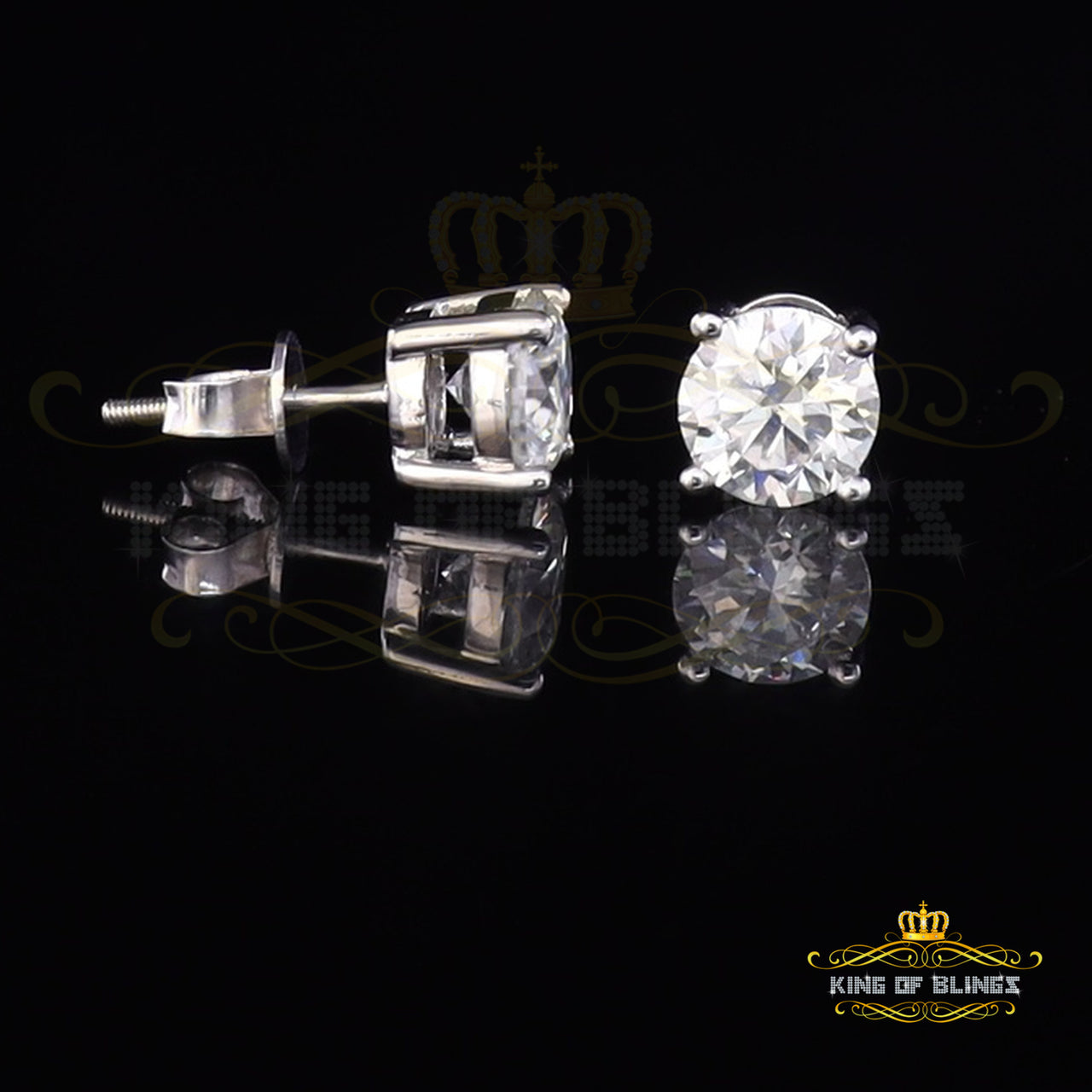 King of Bling's Men's/Women's 925 White silver W/ 3.50ct VVS 'D' Color Moissanite Stud Earrings KING OF BLINGS