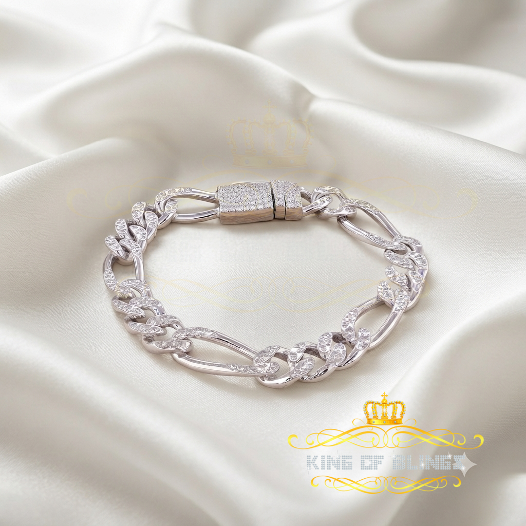 King Of Bling's 925 Silver Men's/Womens White 1.50CT Real Diamonds Fancy Style Bracelet SZ 7.5'' KING OF BLINGS