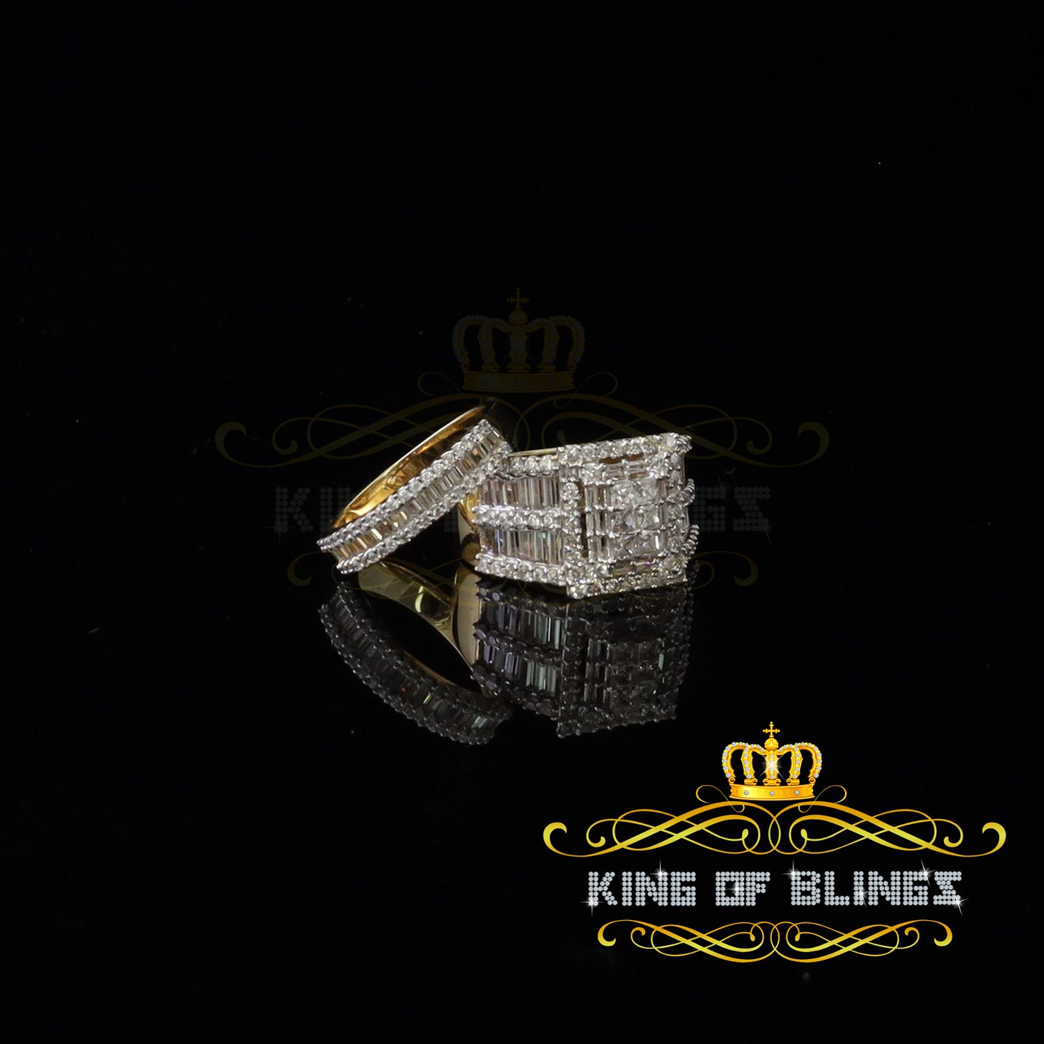 King Of Bling's Sterling Yellow Silver Square 5.00ct Cubic Zirconia Bridal Womens Ring Size 7 KING OF BLINGS