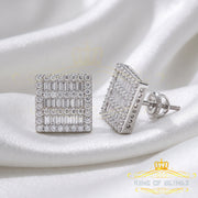 King of Bling's Hip Hop Screw Back White Silver 2.07ct Cubic Zirconia Women's & Men's Earrings KING OF BLINGS