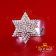 King of Bling's 2.50ct VVS 'D' Moissanite White Men's Six Pointed Star of David Silver Ring Sz9 KING OF BLINGS