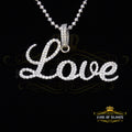 White Attractive" LOVE" Letter 925 Sterling Silver Pendant 2.08ct Cubic Zirconia KING OF BLINGS