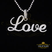 King Of Bling's White Attractive" LOVE" Letter 925 Sterling Silver Pendant 2.08ct Cubic Zirconia KING OF BLINGS