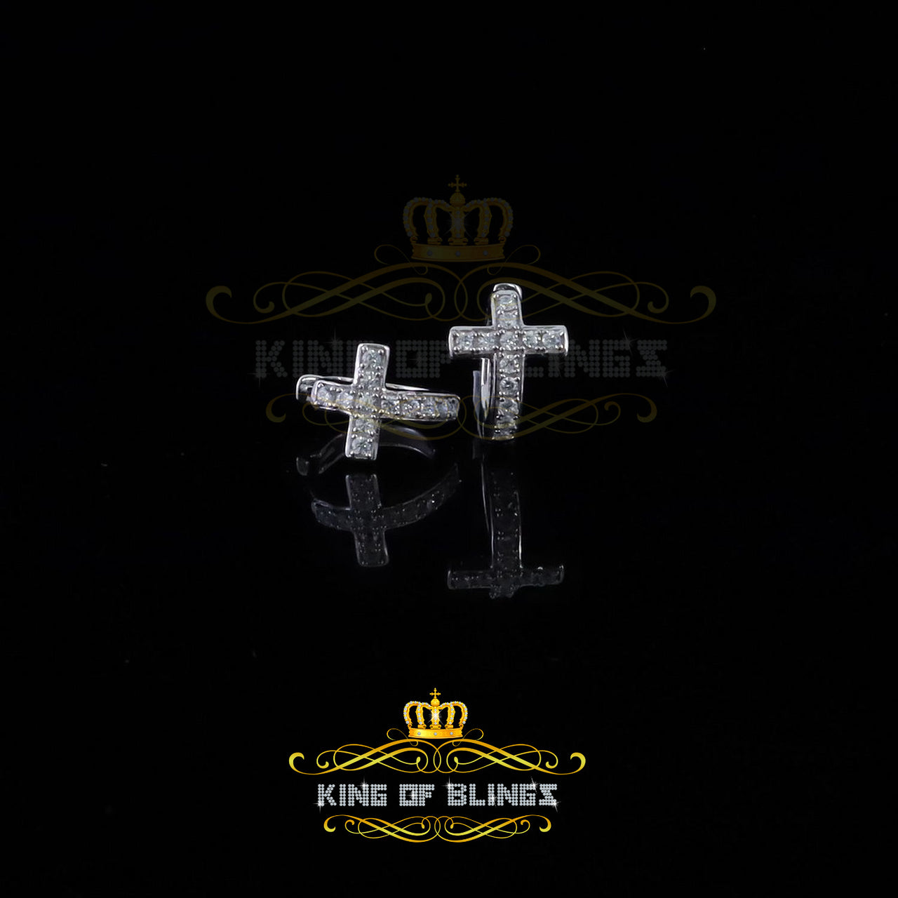 King of Bling's White 925 Sterling Silver 0.72ct Cubic Zirconia Women's & Men's Hoop Earrings