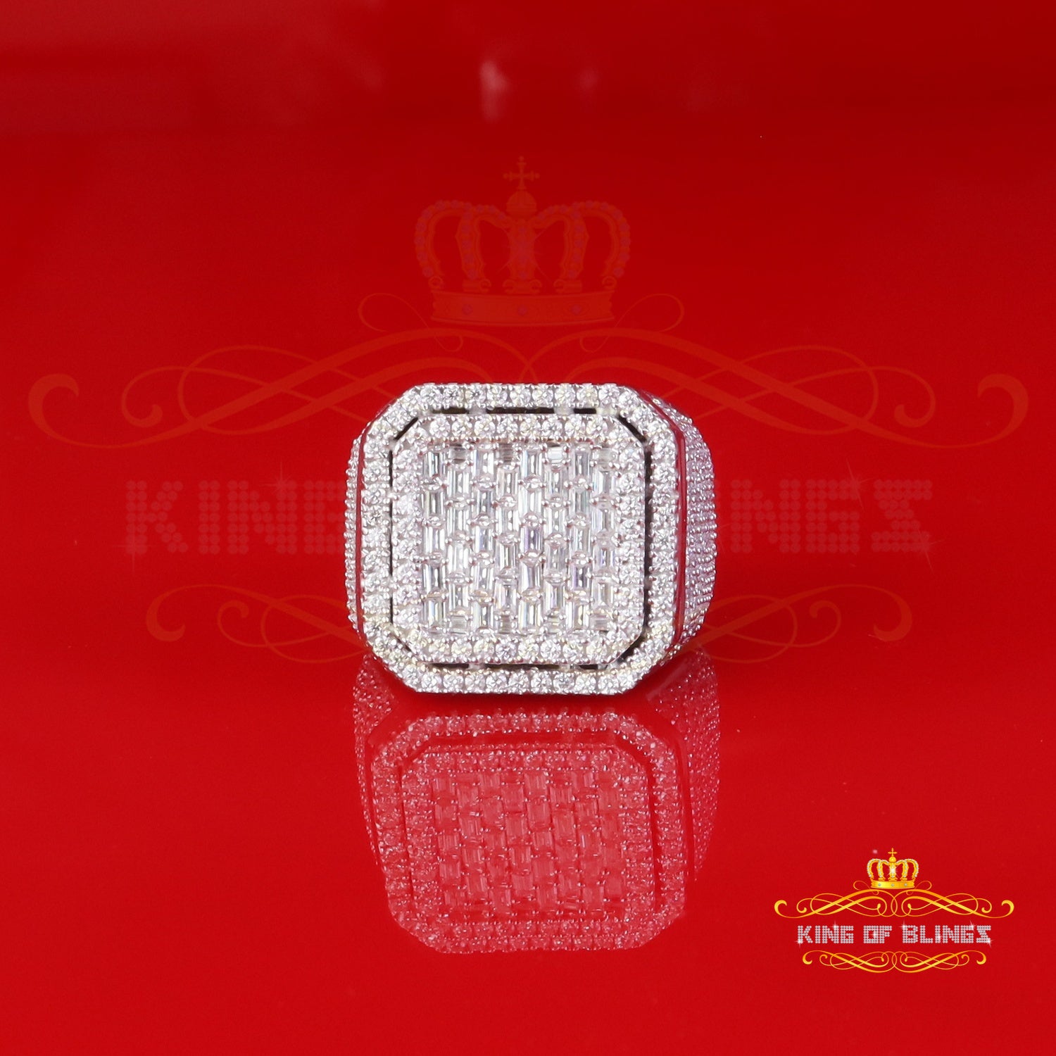 King of Bling's Men's/Womens 925 White Silver 6.50ct VVS 'D' Moissanite Stone Square Rings SZ 10 King of Blings