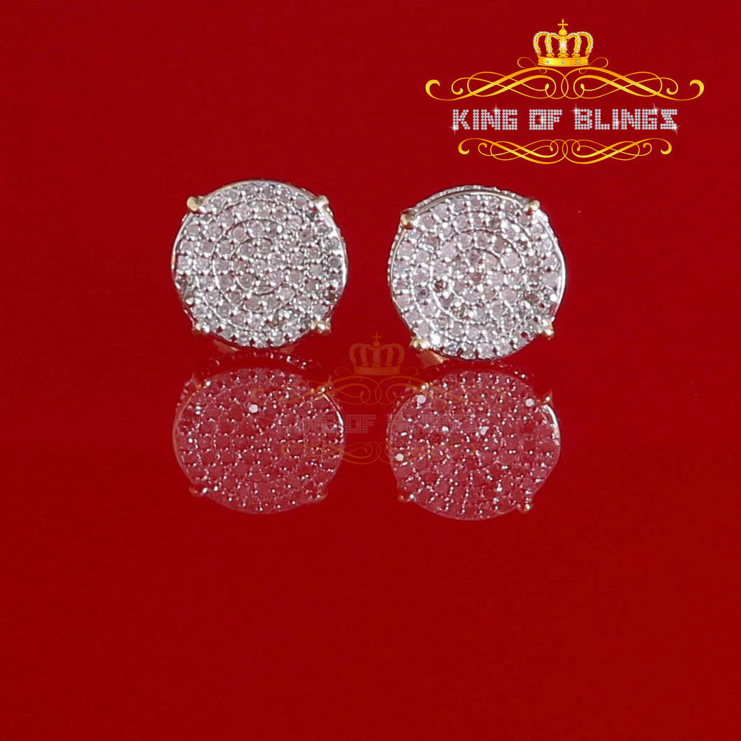 King of Blings-0.30ct Round 925 Sterling Silver 0.30ct Diamond For Women's/ Men's Yellow Stud Earrings