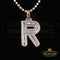Yellow Bugutte Initial All Alphabet Sterling Silver Pendant with Cubic Zirconia KING OF BLINGS