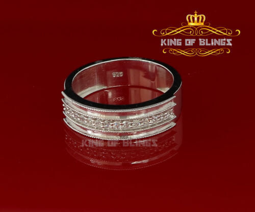 King Of Bling's925 Sterling White Silver Round Cubic Zirconia 0.50ct Fashion Men's Ring Size 10