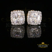 King of Bling's 925 Yellow Silver 2.58ct Cubic Zirconia Women's & Men's Hip Hop Square Earrings KING OF BLINGS