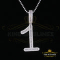 White Sterling Silver Baguette Numeric Number 1 Pendant 4.0ct Cubic Zirconia KING OF BLINGS