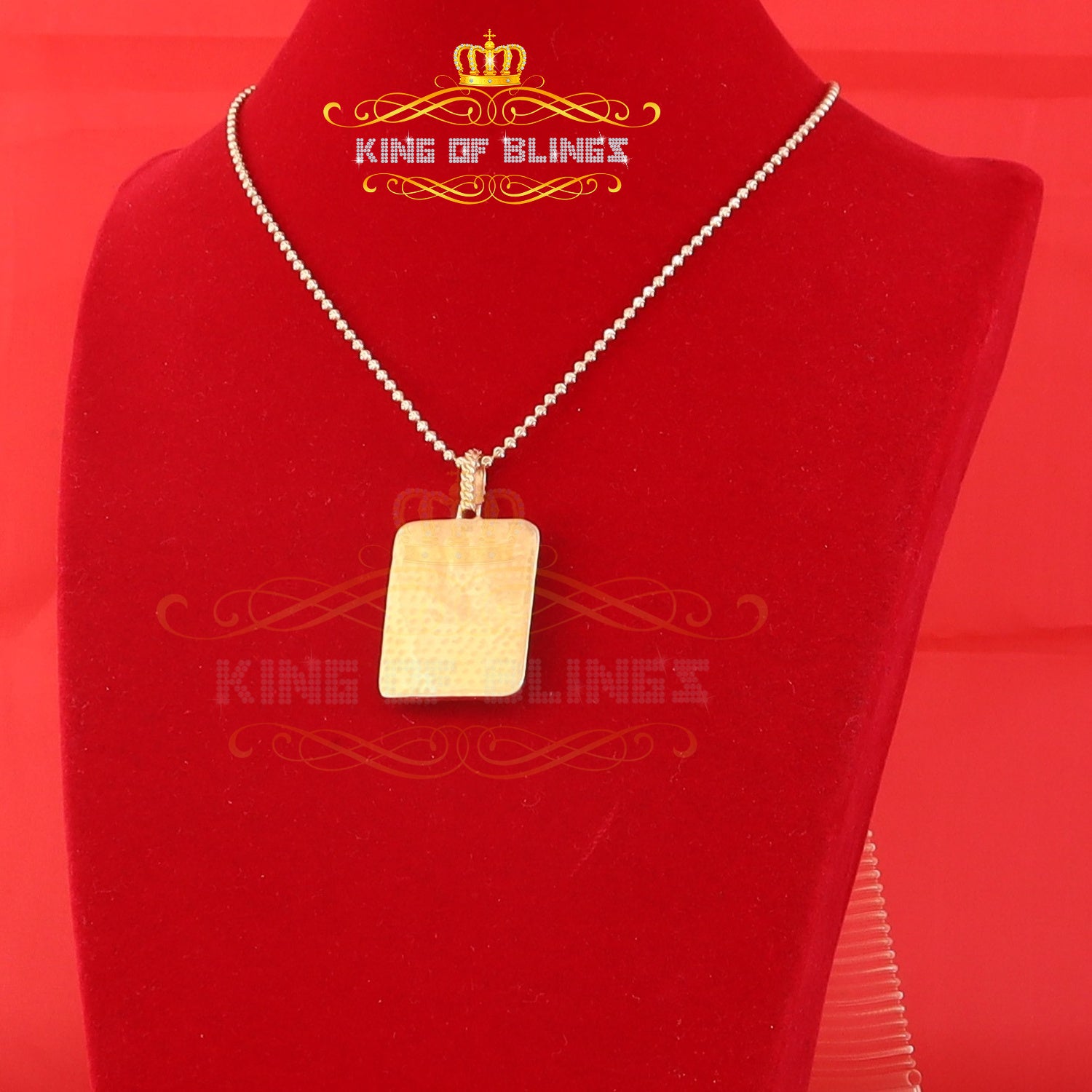 King Of Bling's Men's Square Santo Nino De Atocha 3D Yellow '1'inch 925 Silver 0.66ct CZ Pendant KING OF BLINGS