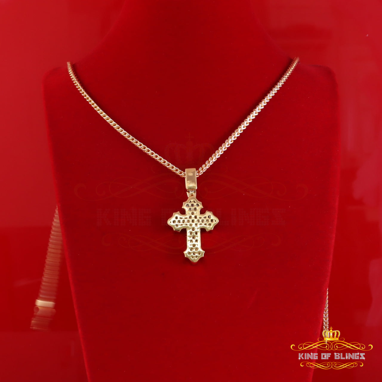 King Of Bling's Charm Cross Yellow Pendant 3.50ct VVS D Moissanite Sterling Silver Men's & Women KING OF BLINGS