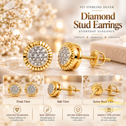 King Of Bling's 925 Sterling Yellow Silver 0.10ct Diamond For Women's & Men's Round Earrings KING OF BLINGS