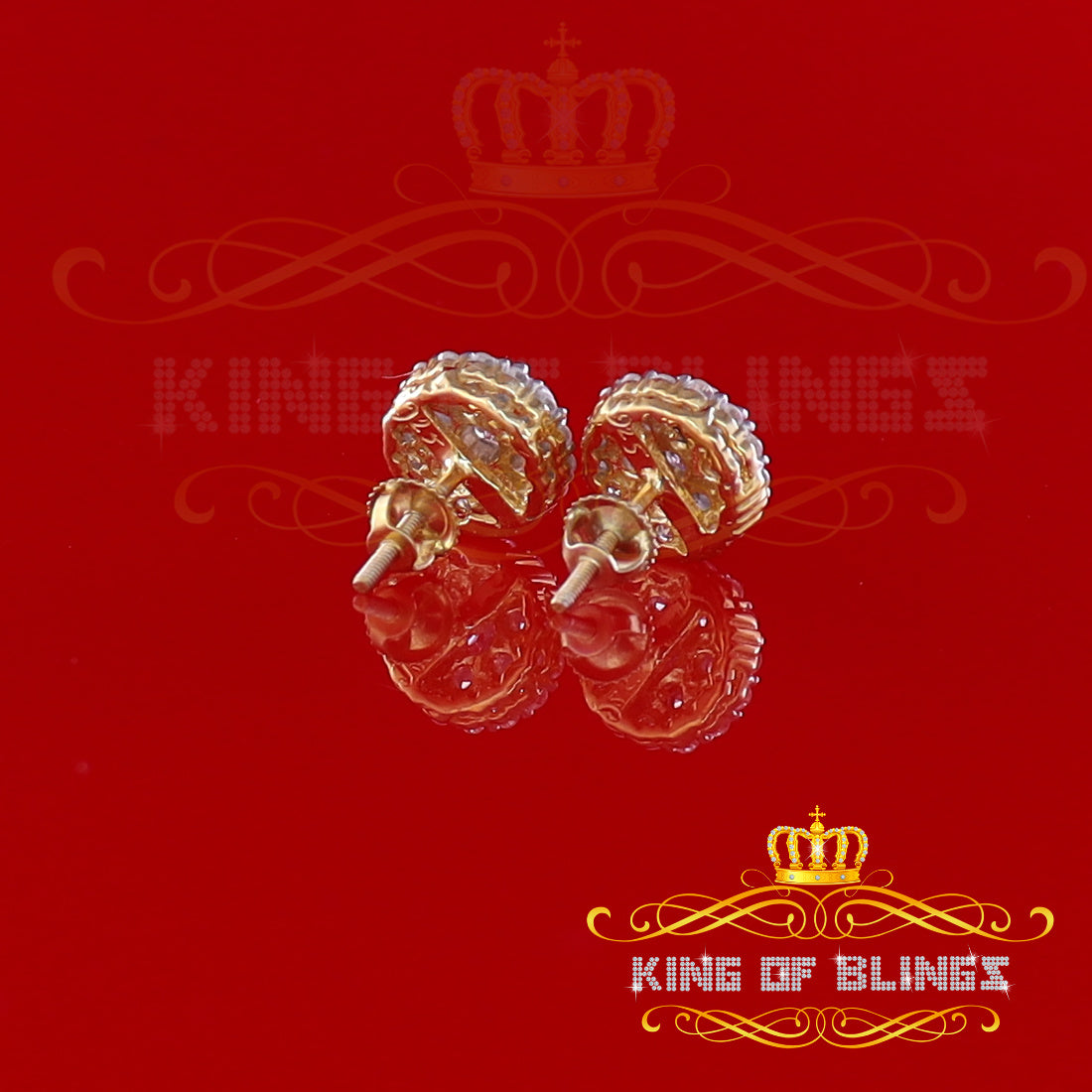 King of Bling's Aretes Para Hombre 925 Yellow Silver 2.45ct Cubic Zirconia Round Women's Earring KING OF BLINGS