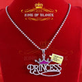 King Of Bling's 3ct Real Moissanite 925 Silver "PRINCESS" with Pink Enamel crown White Pendant KING OF BLINGS