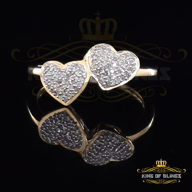 King Of Bling's Real Diamond 0.40 CT 925 Sterling SilverYellow Heart Shape Womens Ring Size7 KING OF BLINGS