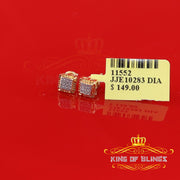 King of Blings-0.05ct Diamond For Yellow 925 Sterling Silver Men's & Women's Square Earrings KING OF BLINGS