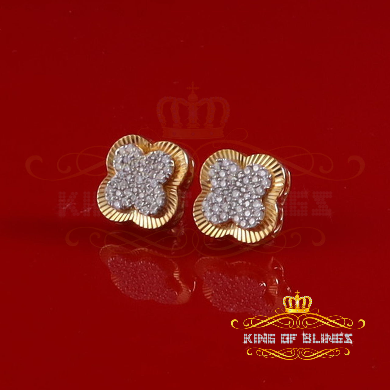 King  of Bling's 1.00 ct VVS 'D' Moissanite Mens/Womens 925 Silver Yellow Stud Earrings