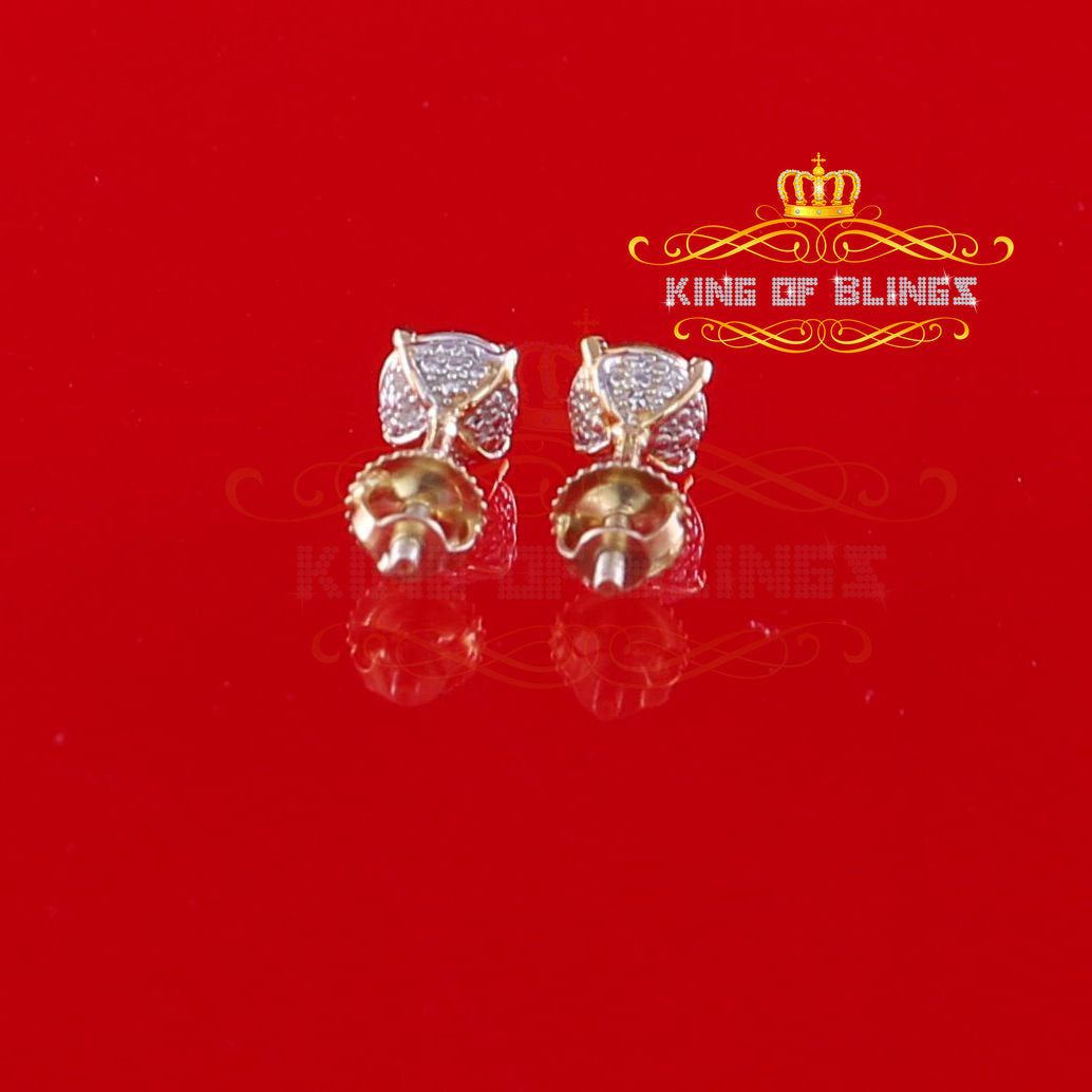 King of Blings-0.10ct Diamond 925 Sterling Silver Round Yellow Stud Earrings For Mens & Womens
