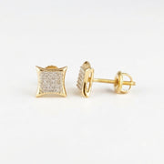 King Of Bling's 925 Sterling Yellow Silver Kite Shape 6.45MM size 0.10 CT Diamond Stud Earrings KING OF BLINGS