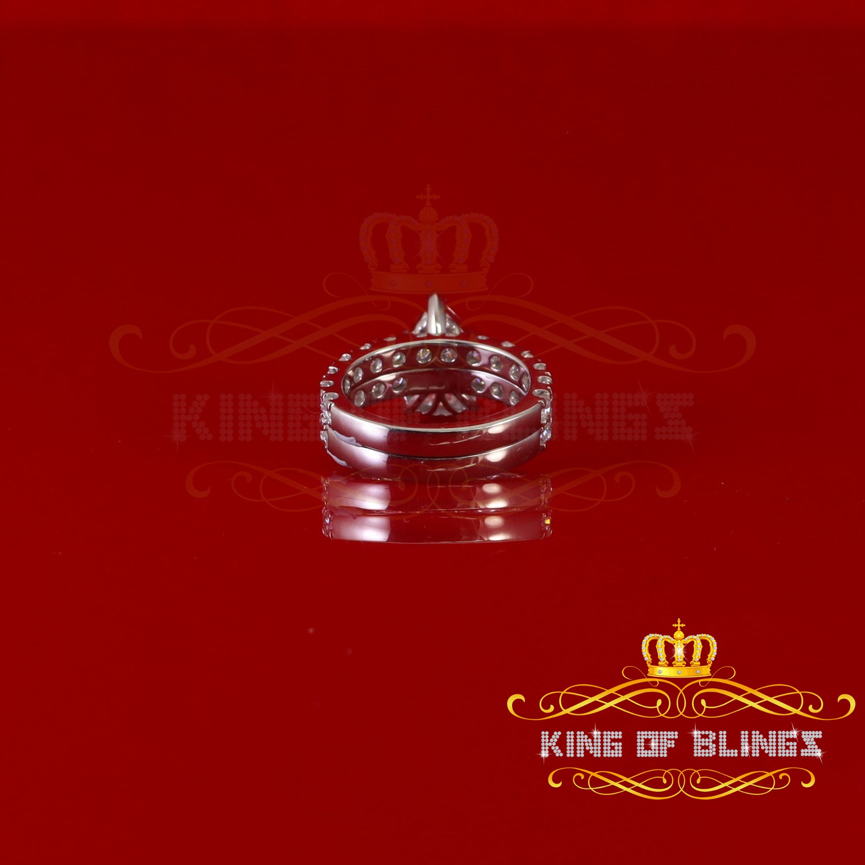 King of Bling's 7.00ct Moissanite White Sterling Silver Men/ Women Bridal Ring Pear Shape Size 8 KING OF BLINGS