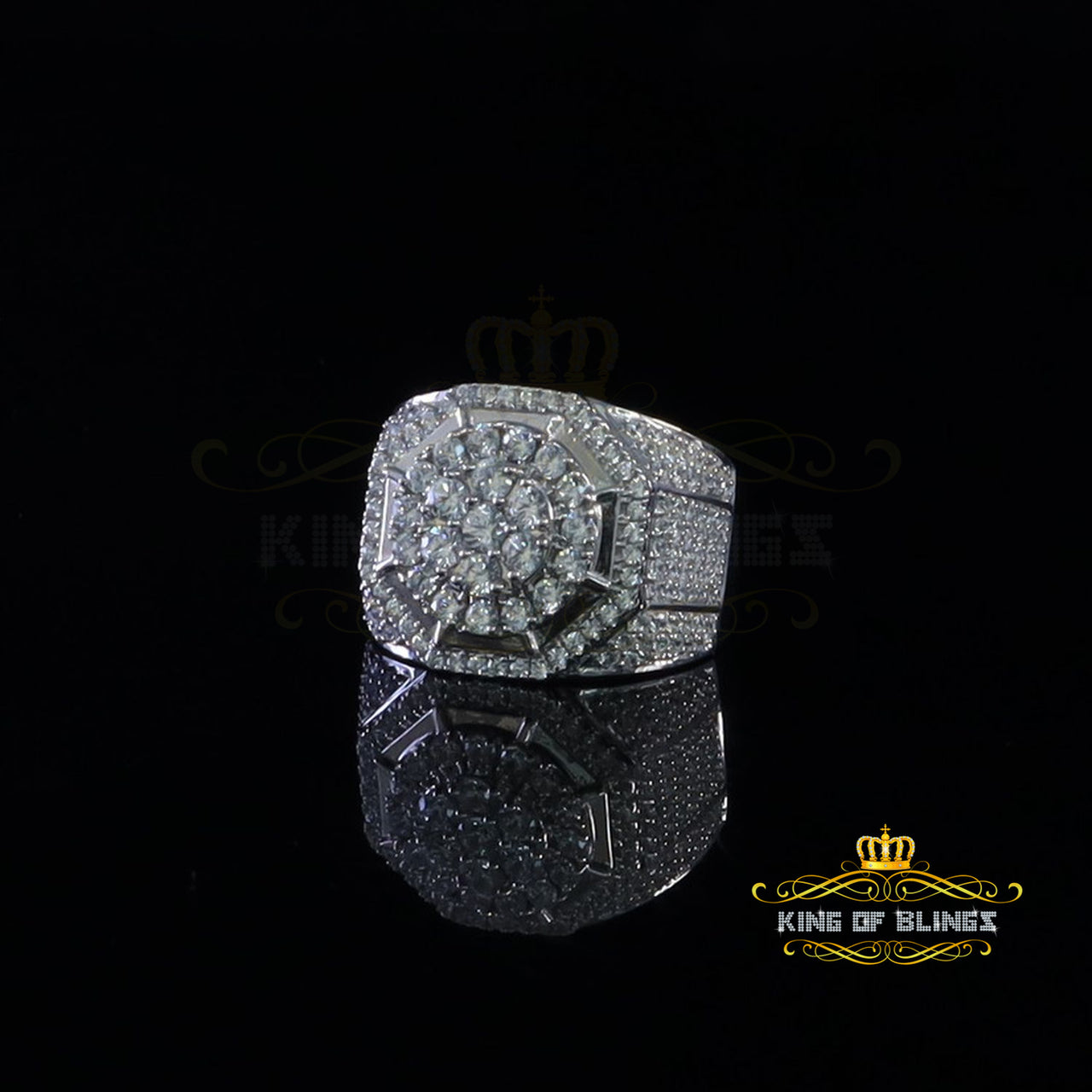 King Of Bling's925 Sterling Silver White 8.40ct Cubic Zirconia Men's Ring From Size 10