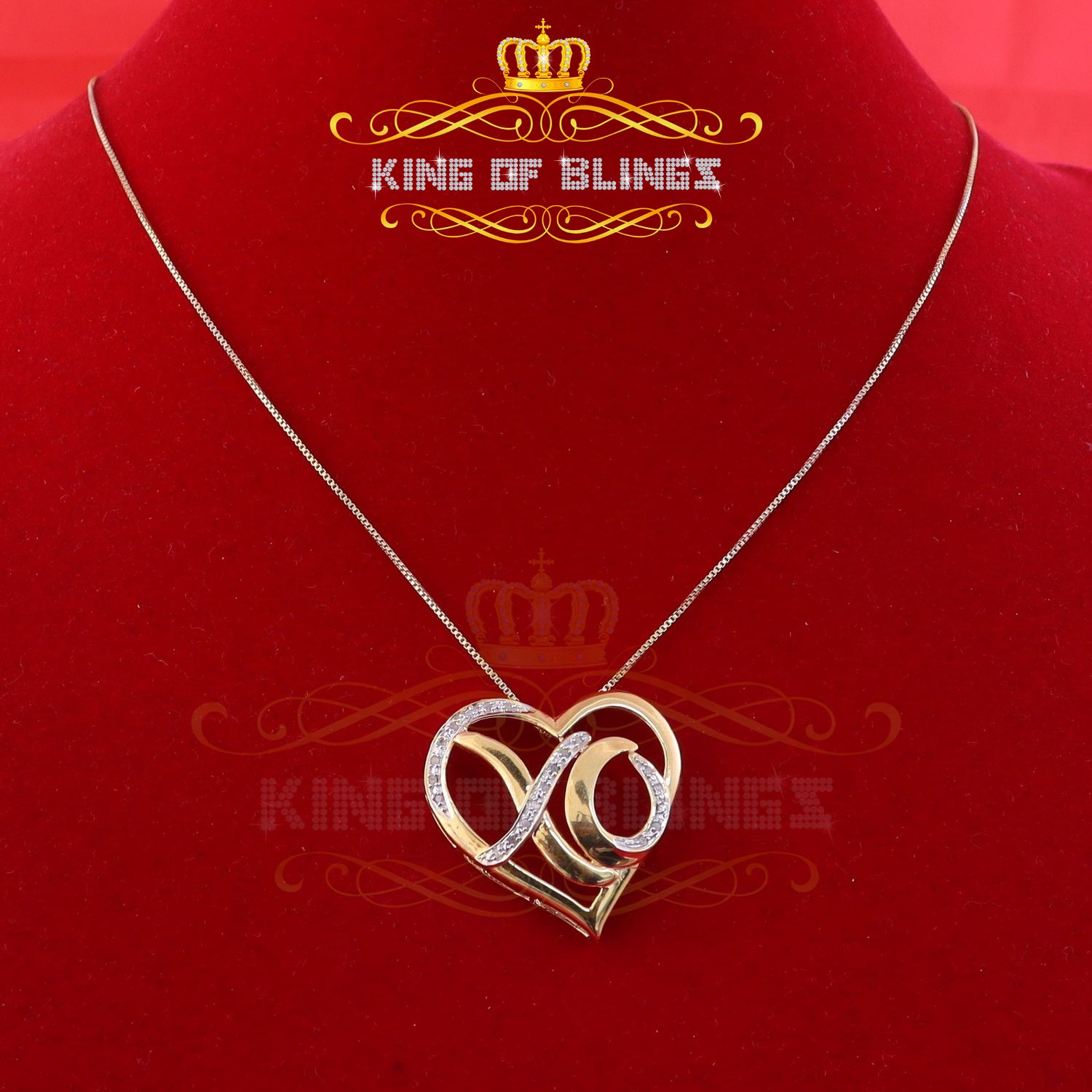 King Of Bling's 925 Sterling SilverYellow 0.10ct Real Diamond Valentine Special "HEART" Pendant KING OF BLINGS