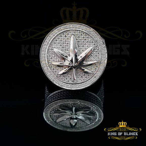 King Of Bling's 0.25ct Diamond Round Silver White Men's Adjustable Ring From SZ 11 to 13