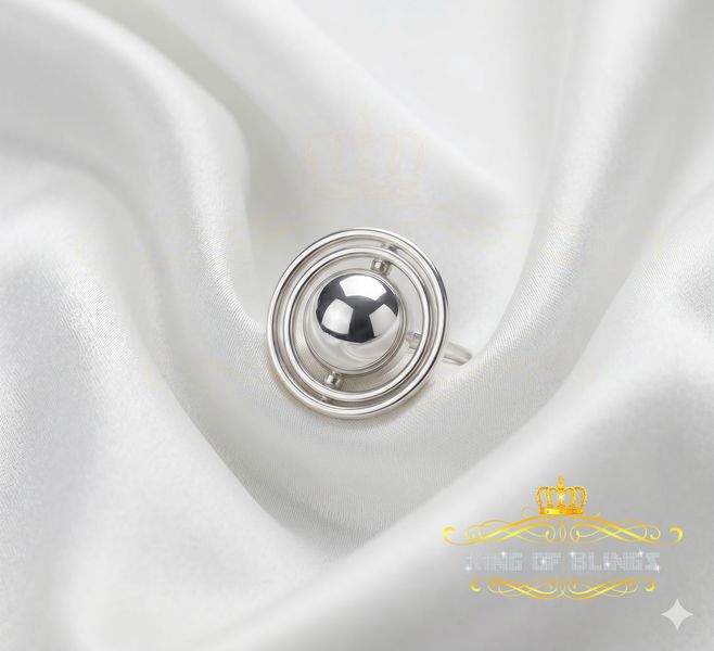 KING OF BLINGSWomen's White 925 Sterling Silver Solid Ball Ring Style SZ 7