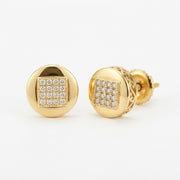 King Of Bling's 0.10ct Diamond 925 Sterling Silver Yellow For Women's & Men's Round Stud Earring KING OF BLINGS