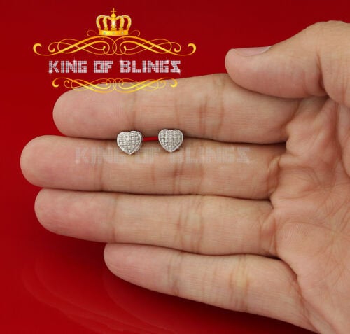 King Of Bling's Aretes Para 925 Sterling White Silver 0.12ct Diamond Women & Men Stud Earrings