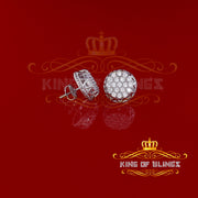 King of Blings- 925 White Sterling Silver 2.28ct Cubic Zirconia Women's Hip Hop Flower Earrings KING OF BLINGS
