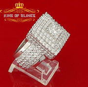 Sterling White Silver 14.00ct Cubic Zirconia Square Fashion Men's Ring Size 9 KING OF BLINGS