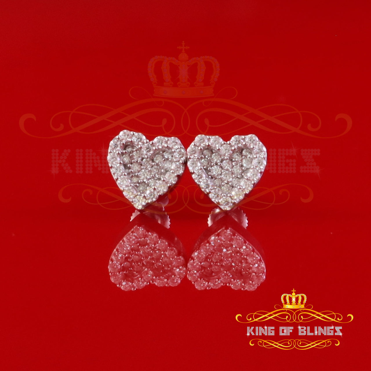 King of Bling's 925 White Silver 0.66ct VVS 'D' Moissanite Heart Stud Earring Men's/Womens King of Blings