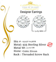 King of Bling's Aretes Para Hombre 925 Yellow Silver 2.45ct Cubic Zirconia Round Women's Earring KING OF BLINGS