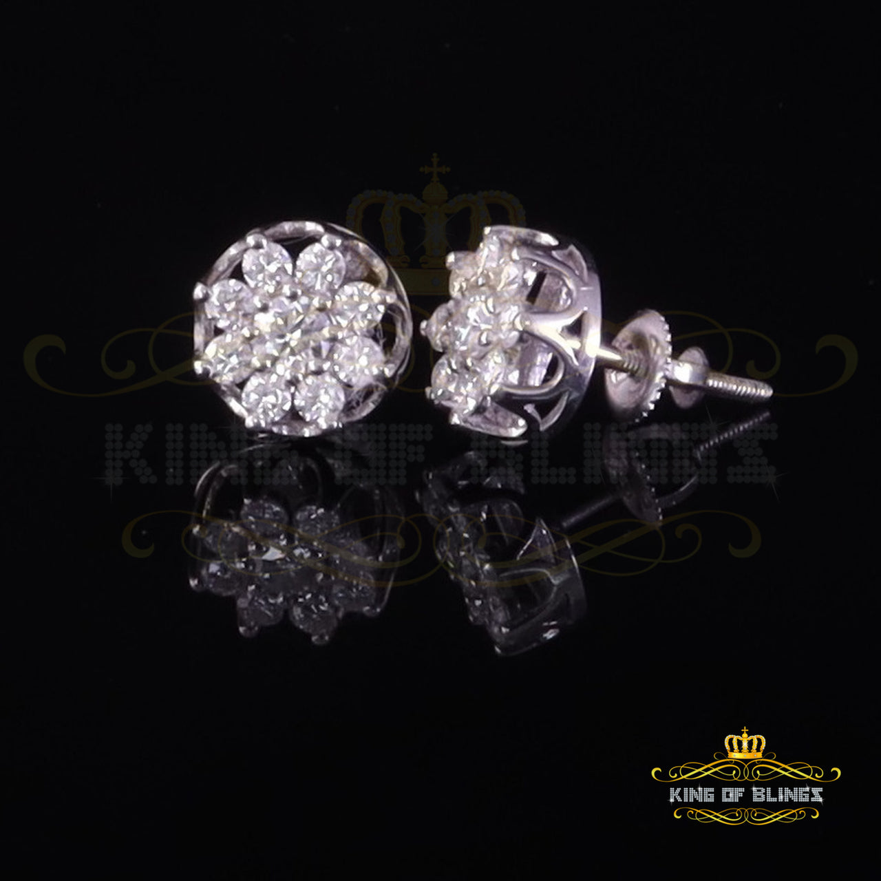 King of Bling's Men's/Womens 925 Silver White 0.75ct VVS 'D' Moissanite Round stud Earrings KING OF BLINGS