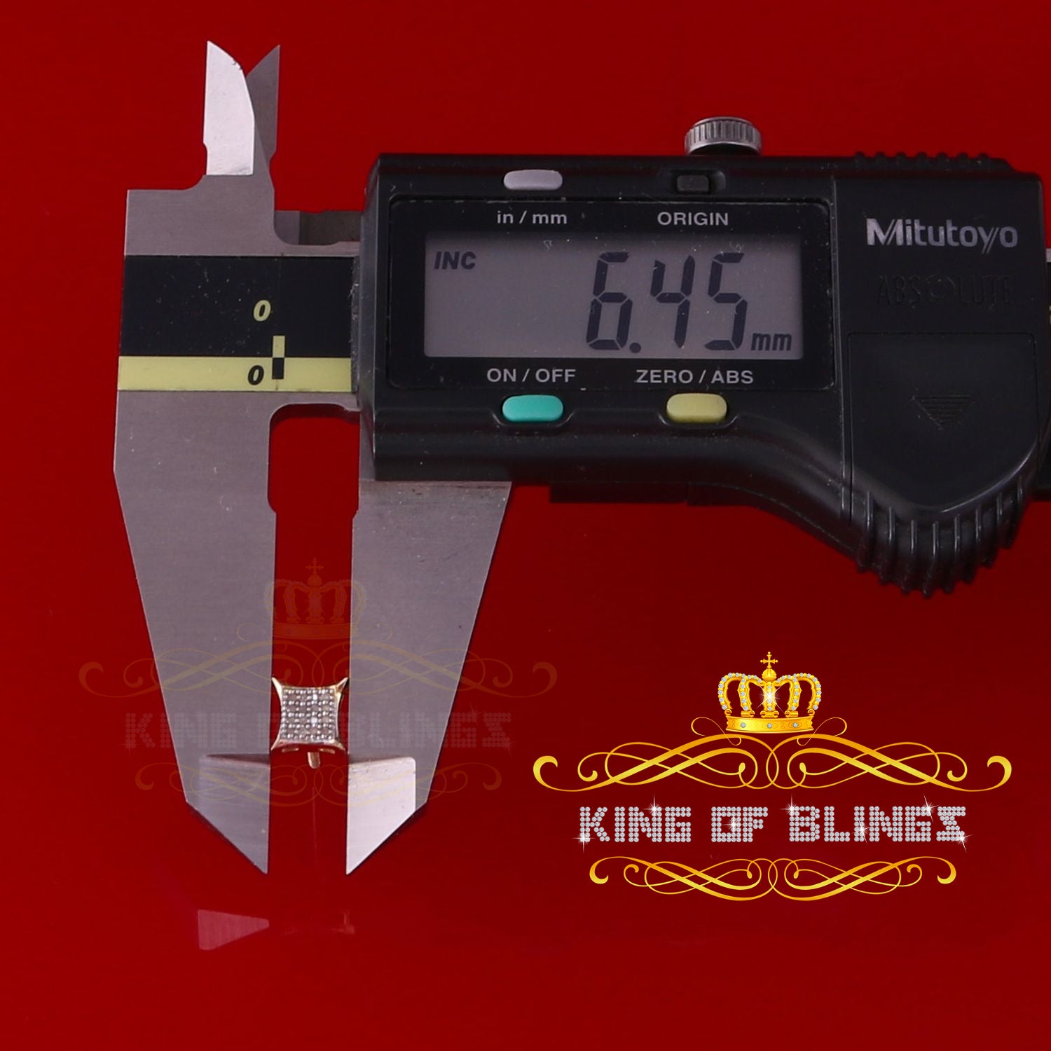 King of Blings-925 Sterling Yellow Silver Kite Shape 6.45MM size 0.10 CT Diamond Stud Earrings KING OF BLINGS