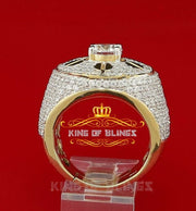 King Of Bling's 11.25ct Yellow 925 Silver Cubic Zirconia Men's Adjustable Ring From Size 10 to 12 KING OF BLINGS