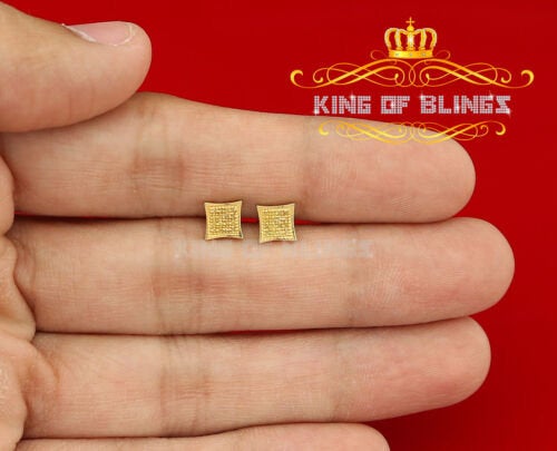 King of Blings-0.10ct Diamond 925 Sterling Silver Yellow Stud Women's/ Men's kite Charm Earring