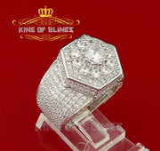 Silver 13.00ct White Cubic Zirconia Wide Men's Adjustable Ring From SZ 7.5 to 9.5 KING OF BLINGS