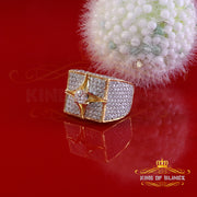 King of Bling's 925 Yellow Sterling Silver 7.00ct VVS 'D' Moissanite Square Men's Rings Size 10 King of Blings