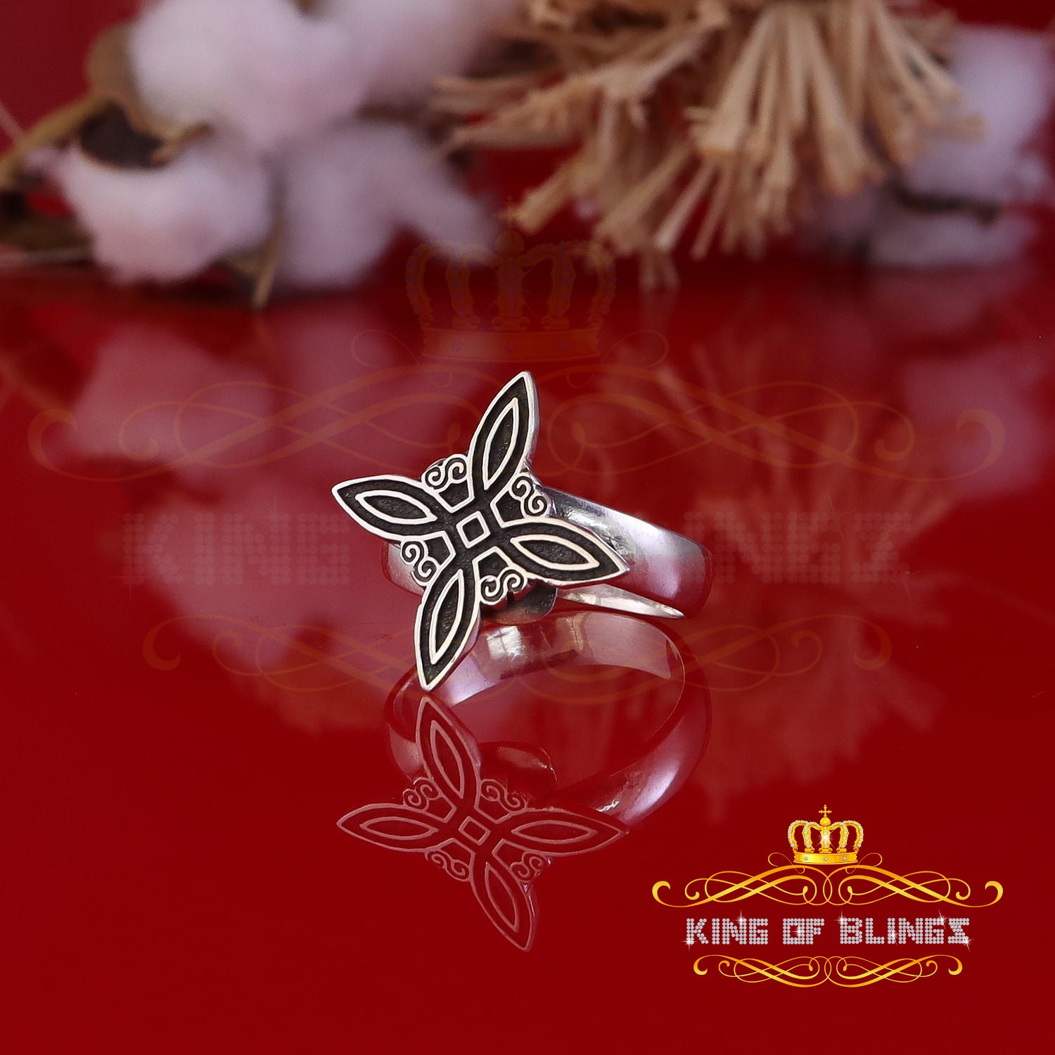 KING OF BLINGSWhite 925 Sterling Silver Witch Knot Geometric Style Women's Ring SZ 9 KING OF BLINGS