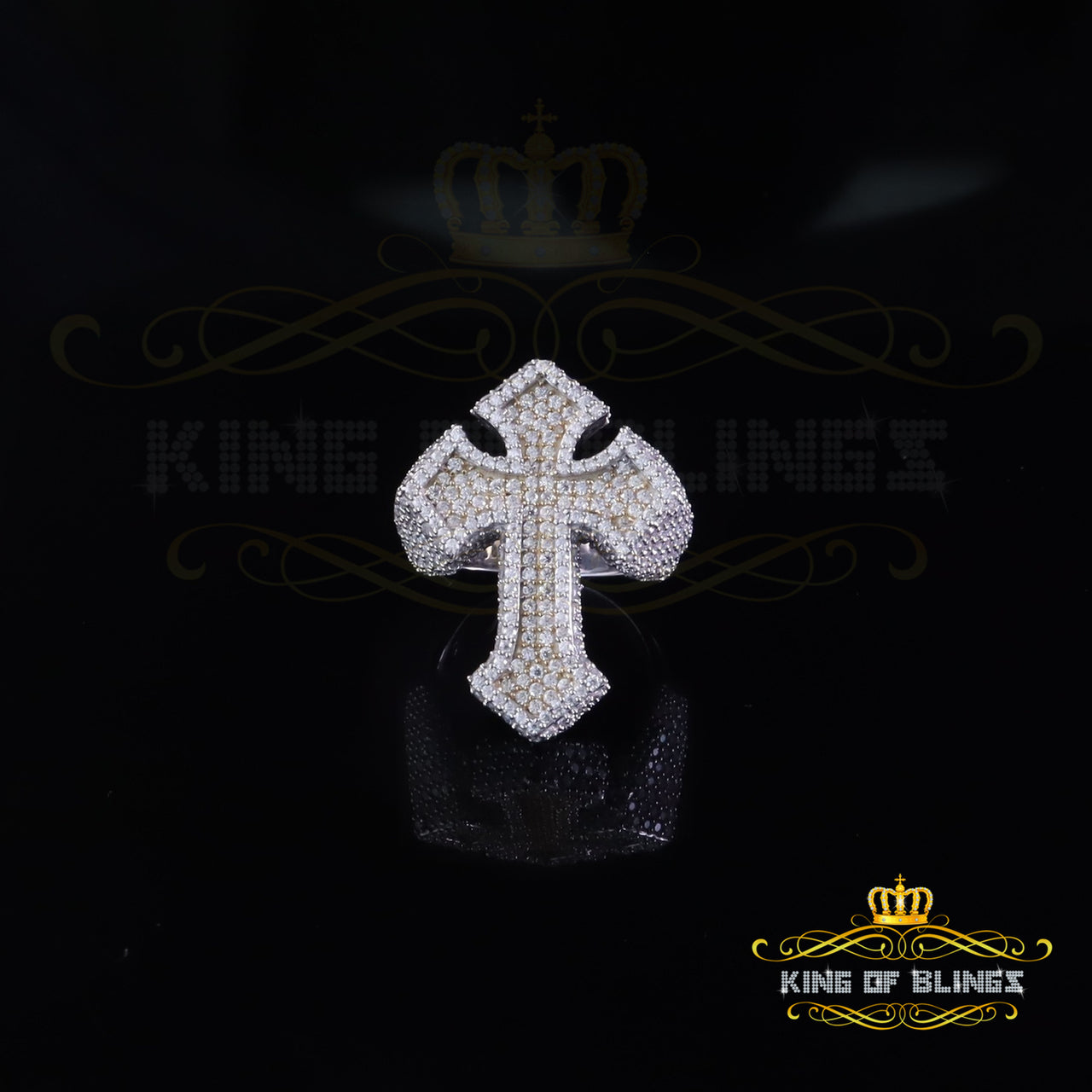 King of Bling's New Men's 925 Sterling Silver 5.50ct VVS D Moissanite White Cross Rings Size 10 King of Blings