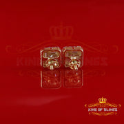 King  of Bling's 1.25ct VVS 'D' Moissanite Men's/Womens 925 Silver Yellow Square Stud Earrings KING OF BLINGS